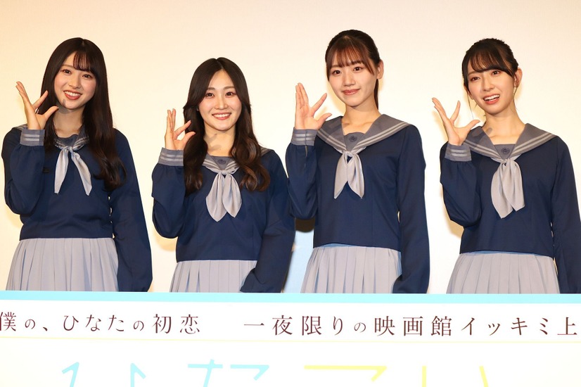 日向坂46(富⽥鈴花、潮紗理菜、佐々⽊美玲、⾦村美玖)【撮影：浜瀬将樹】