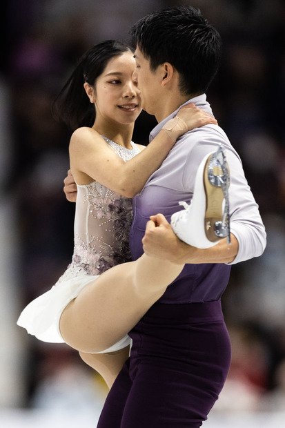 三浦璃来・木原龍一(Photo by Dustin Satloff - International Skating Union/International Skating Union via Getty Images)