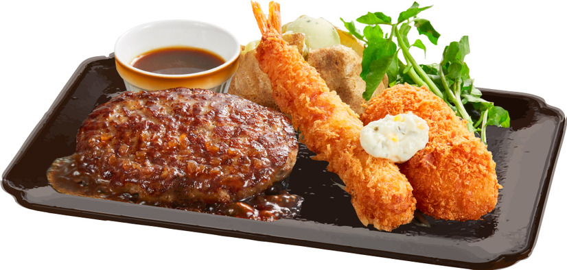 黒毛和牛ハンバーグ＆カニコロエビフライ