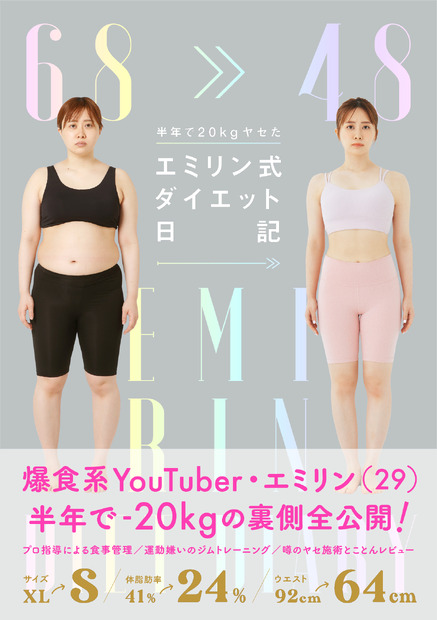 半年で20キロ減量に成功した人気YouTuber・エミリンのダイエット本が出版決定