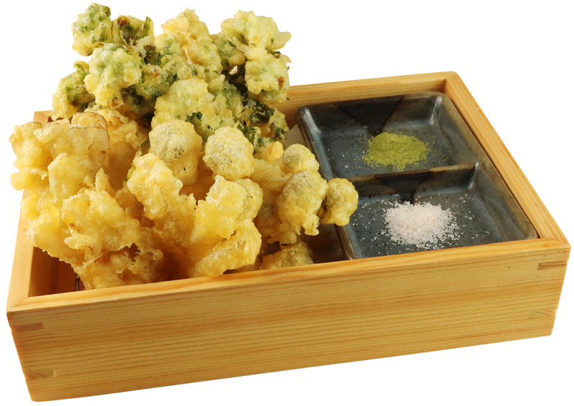 菜の花入り野菜の天ぷら盛り合わせ