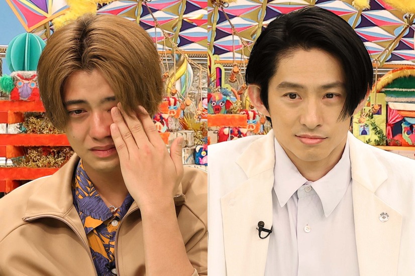 左から）髙橋海人（King ＆ Prince）、三宅健（C）フジテレビ