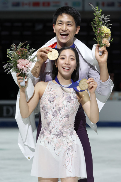 三浦璃来選手と木原龍一選手(Photo by Matthew Stockman - International Skating Union/International Skating Union via Getty Images)