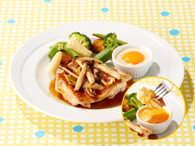 焼きネギときのこの照り焼きチキンステーキ～濃厚タルたまソース～