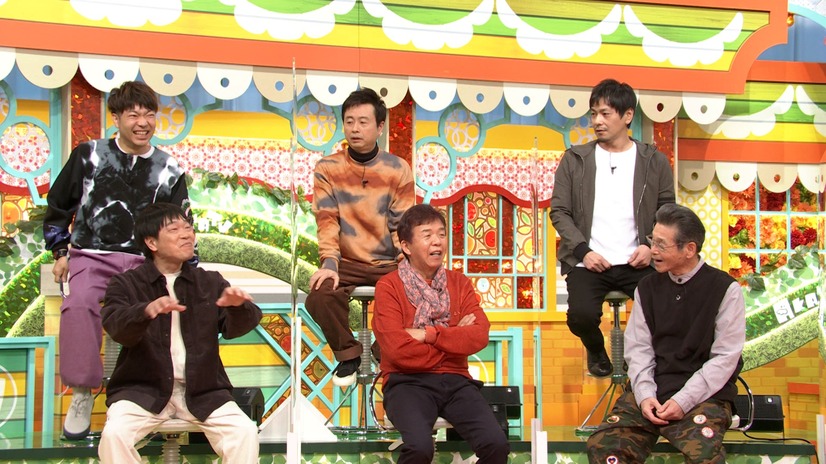 （前列左から）蛍原徹、村上ショージ、間寛平　　（後列左から）アキナ秋山賢太、次長課長／河本準一、井上聡（C）MBS