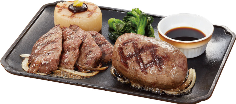 直火焼き黒毛和牛100%大俵ハンバーグステーキ＆ビーフカットステーキ（2,079円）