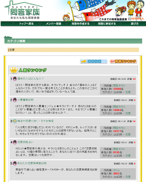 恋愛系検定・心理診断テストランキング