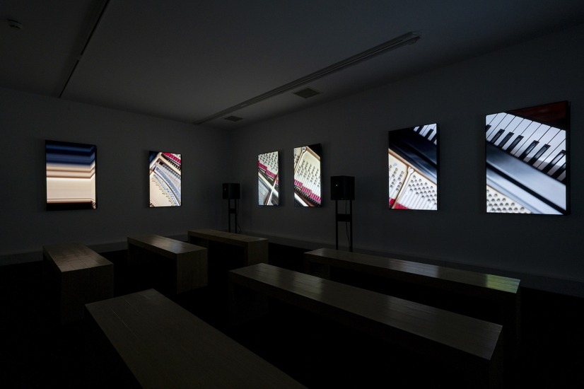 Installation view, async – drowning, 2017, Ryuichi Sakamoto and Shiro Takatani, “seeing sound, hearing time”, Beijing, 2021.