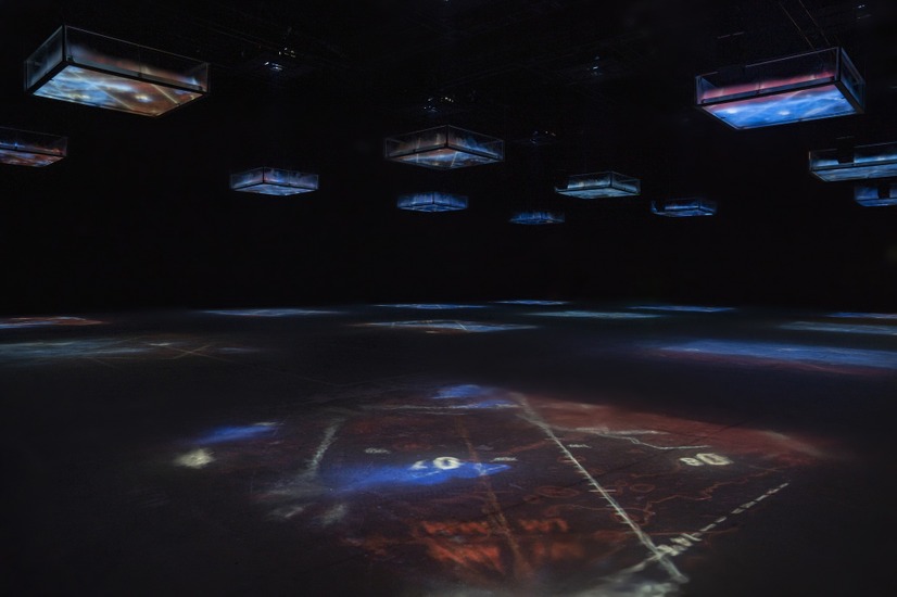 Installation view, LIFE - fluid, invisible, inaudible…, 2007/2021, Ryuichi Sakamoto and Shiro Takatani, “seeing sound, hearing time”, Beijing, 2021.