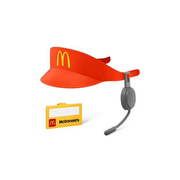 「マックアドベンチャー なりきりマクドナルド」【第2弾】クルーになりきろう！サンバイザー＆ネームバッジ