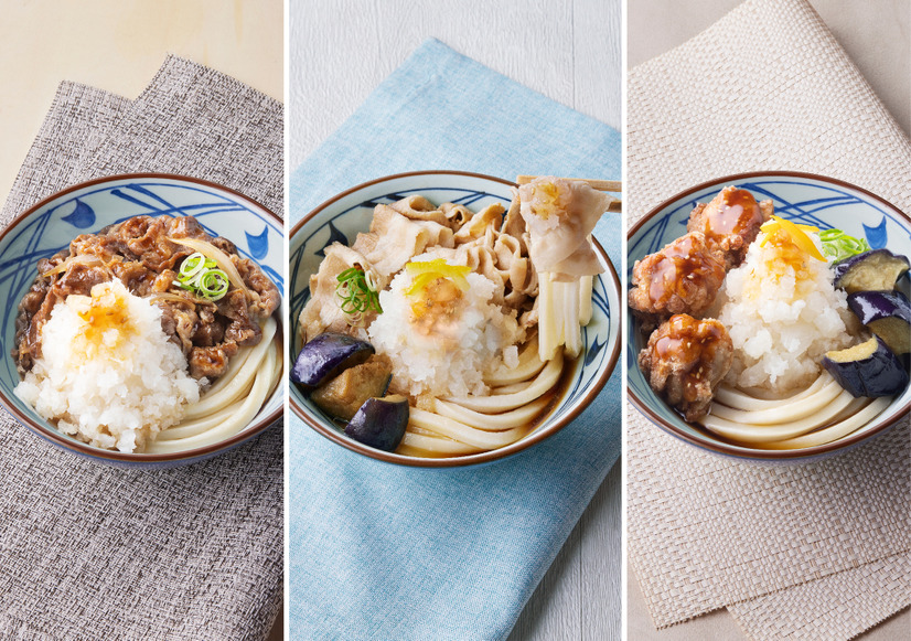 鬼おろし肉ぶっかけうどん（並790円、大930円、得1,070円）／鬼おろし豚しゃぶぶっかけうどん（並740円、大880円、得1,020円）／鬼おろし鶏からぶっかけうどん（並790円、大930円、得1,070円）