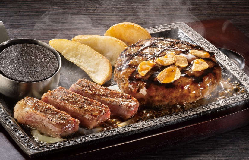 長崎和牛サーロインカットステーキ＆ビーフ100%超粗びきステーキバーグ（ガーリックレモン醤油ソース）
