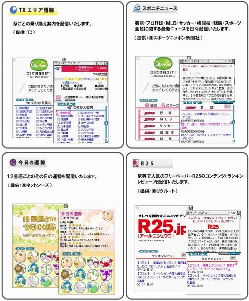 配信されるコンテンツの例