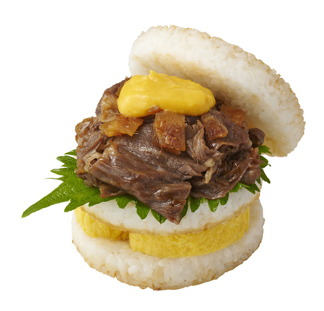 すき焼だし巻き玉子ライスバーガー ～だし巻き玉子とすき焼に、江戸おかか生姜を添えて