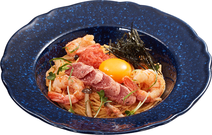 炙り明太子とエビの明太子ソース