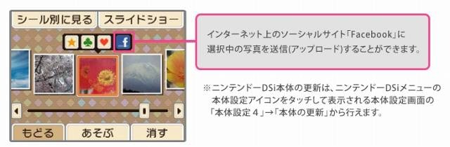 DSi本体アップデートを行うと、Facebookアイコンが追加される