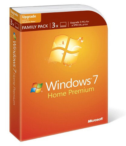 Windows 7 Family Pack（写真は英語版）