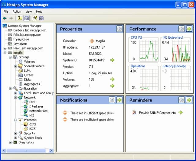 「System Manager 1.0」システムダッシュボードの画面