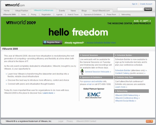 「VMworld 2009」専用サイト