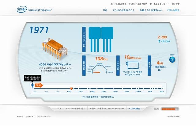 CPUの歴史などがわかるコンテンツも掲載