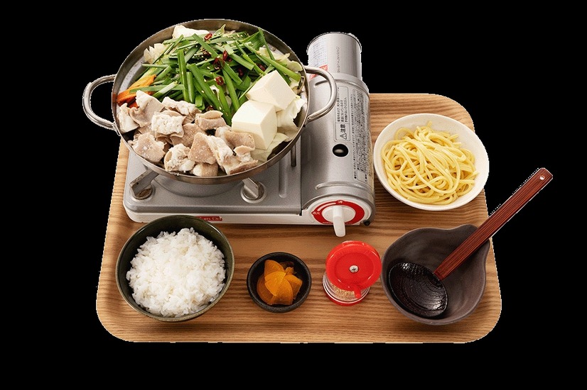 博多名物　白味噌 牛もつ鍋定食 牛もつ倍盛・野菜大盛り