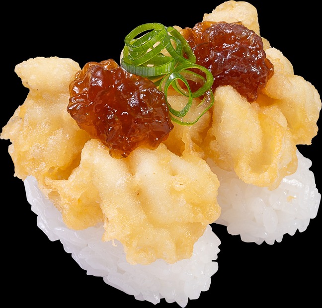 店内揚げとろける白子天にぎり　二貫 187円