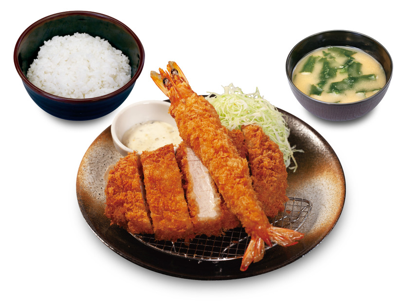 超厚切りロースかつ＆有頭大海老フライ定食（1尾）