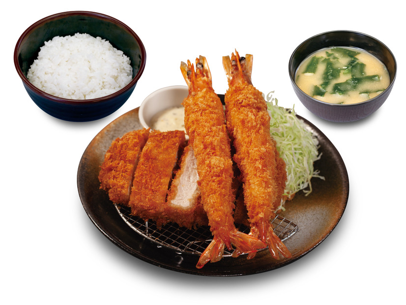 超厚切りロースかつ＆有頭大海老フライ定食（2尾）