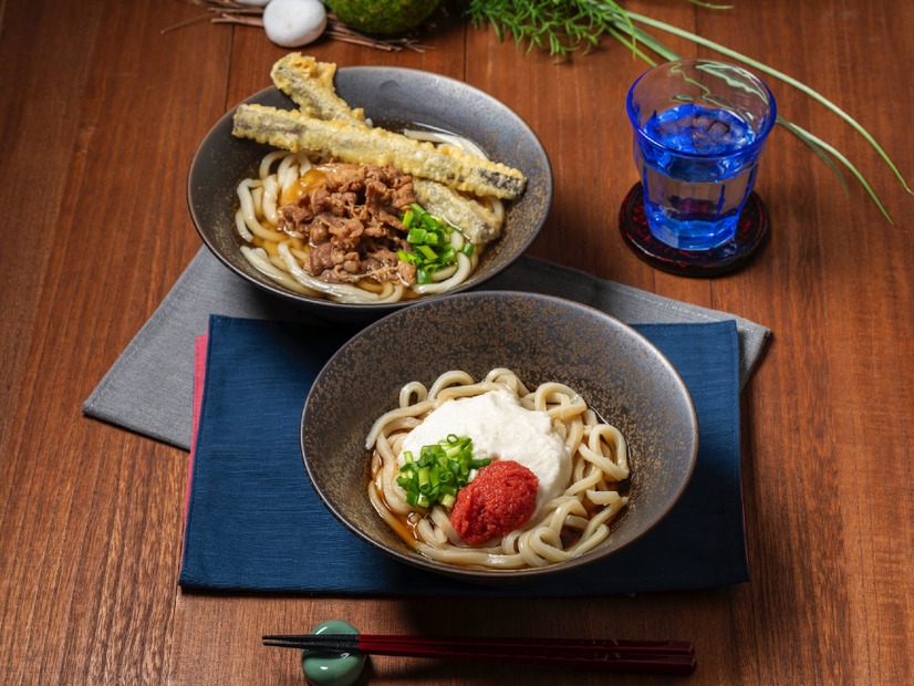 「牛肉とごぼう天のうどん」「明太とろろぶっかけうどん」