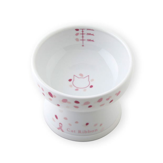 猫用 脚付ウォーターボウル（ハイタイプ）Sakura キャットリボン2024