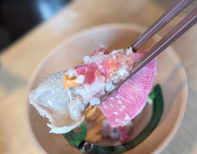 温野菜の梅たんしゃぶ　撮影:渡邉