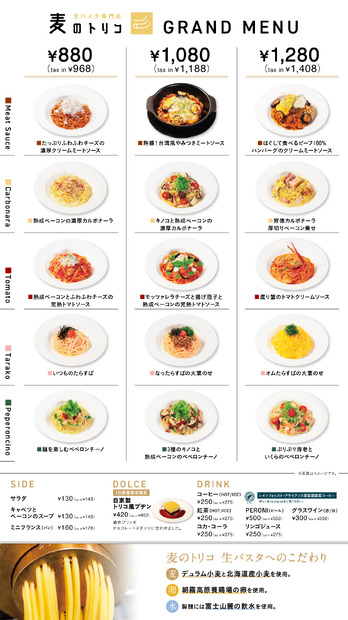 「麦のトリコ」グランドメニュー