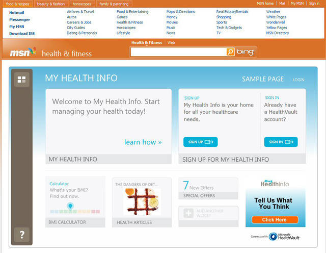 　米マイクロソフトは1日（現地時間）、MSNの新たなオンラインツールとして健康管理ツール「My Health Info」のベータ版をリリースした。