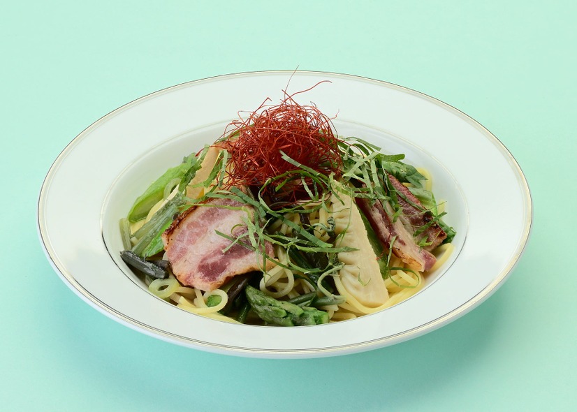 イベリコ豚と山菜香る和風パスタ