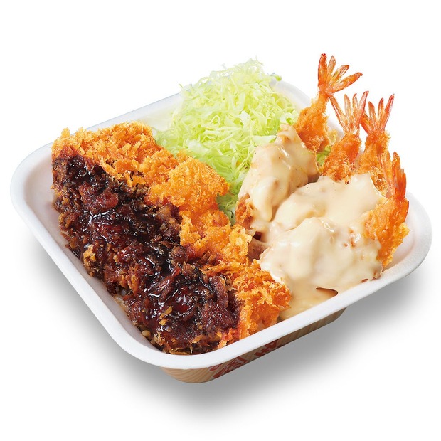 海老マヨとチキンカツの合い盛り丼弁当