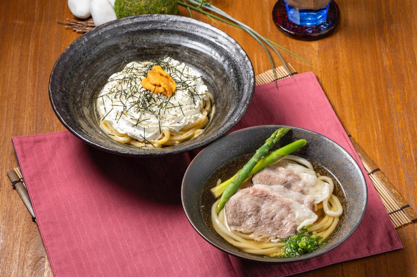 「白いうにクリームうどん」「和牛のうどん」