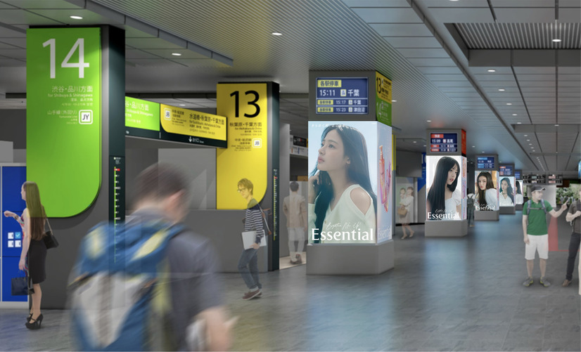 新宿駅南改札口巨大ビジョン・柱サイネージイメージ