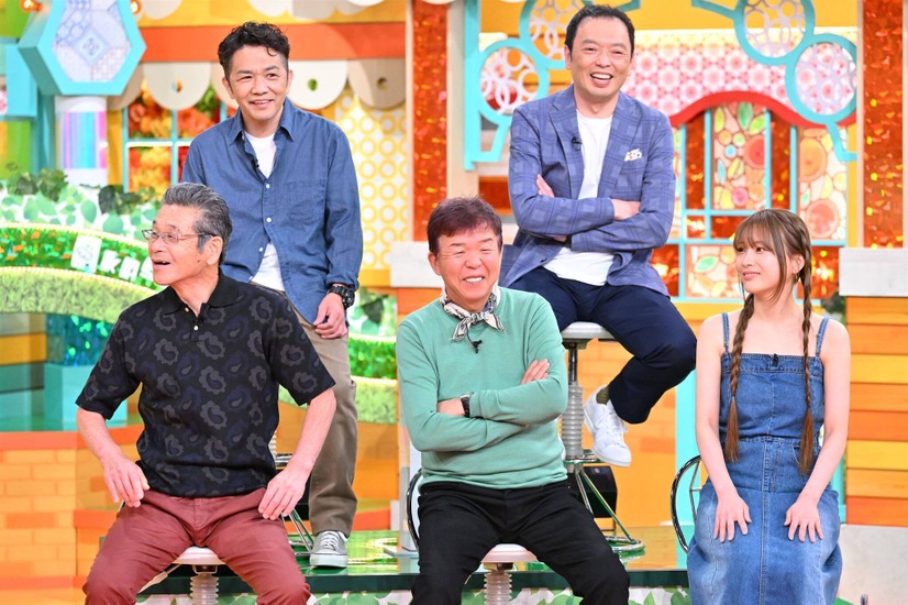（前列左から）間寛平、村上ショージ、重盛さと美　　（後列左から）中川家／剛、礼二（C）MBS