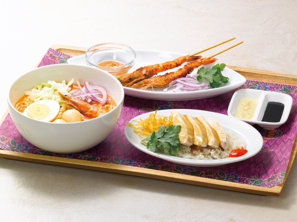 ホーカー定食 ～チキンライス・ラクサ・海老のサテーセット～