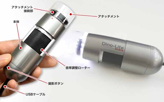 「Dino-Lite PRO2」各部の詳細