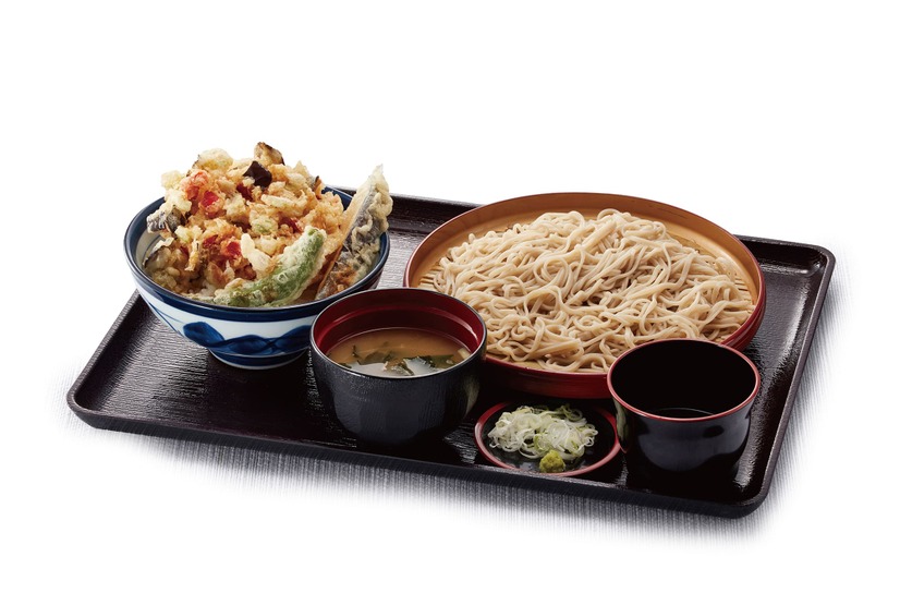 夏野菜ミニ天丼とそばのセット