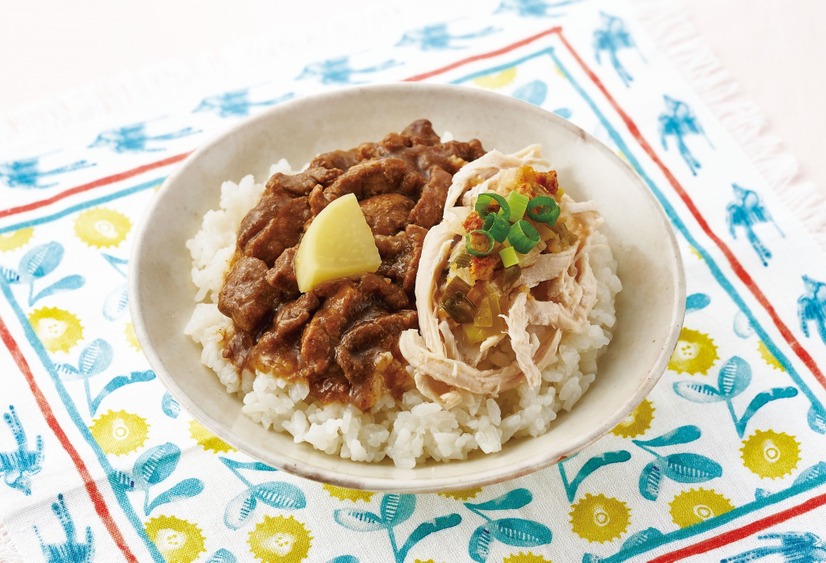 台湾フェア【台湾席茶 蓮月庭】「ハーフ＆ハーフ（魯肉飯・鶏肉飯）」1,201円（1折）