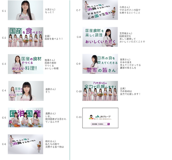 JAグループが乃木坂46と連携した「国消国産」新テレビCM【30秒バージョン　ストーリーボード】