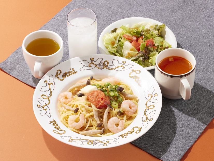 海老ときのこの明太子クリームパスタランチ