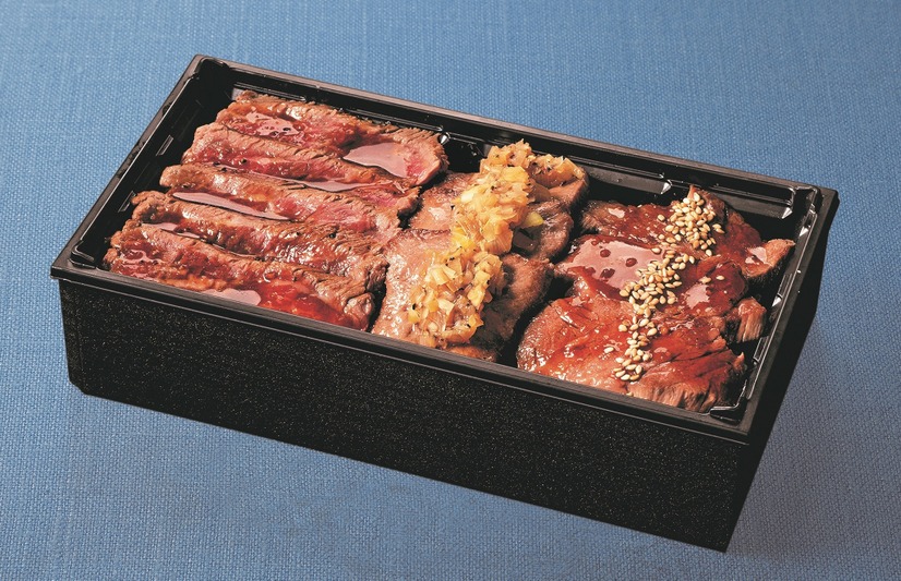 ［初出店］［実演］【宮崎和牛肉重 ぶんすと】牛肉3種よくばり弁当 赤身ステーキ×牛タン×和牛カルビ　2,916円（1折）〈各日販売予定50点〉
