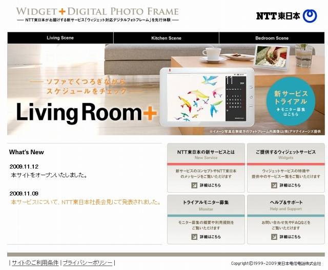 「WIDGET + DIGITAL PHOTO FRAME」サイト（画像）