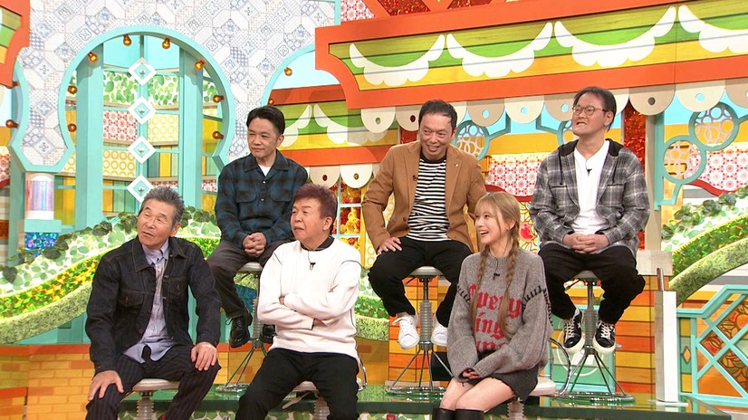 （前列左から）間寛平、村上ショージ、重盛さと美（後列左から）中川家／剛、礼二、アインシュタイン・稲田直樹　（ｃ）ＭＢＳ