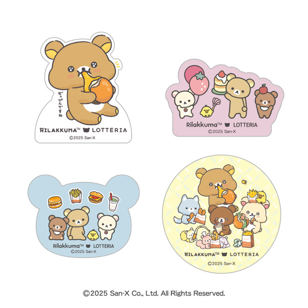 コラボ限定ステッカー（４種）（約H6×W6cm以内）©2025 San-X Co., Ltd. All Rights Reserved.