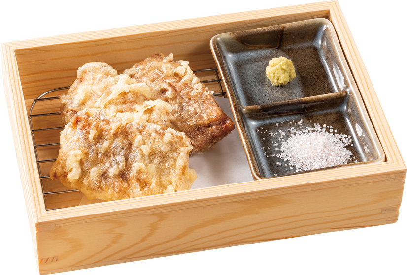 天然本鮪“わかれ身”の漬け 天ぷら（税込605円）