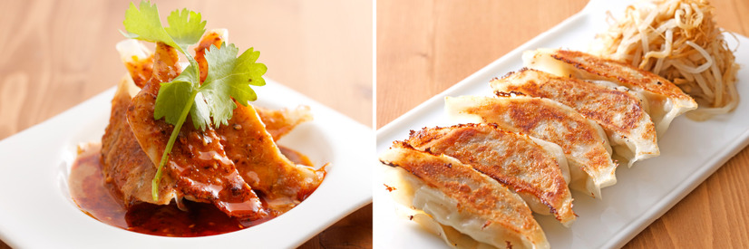 左：ヴィーガン　四川焼き餃子　490円(税込539円)　右：ヴィーガン　もやし焼き餃子　490円(税込539円)